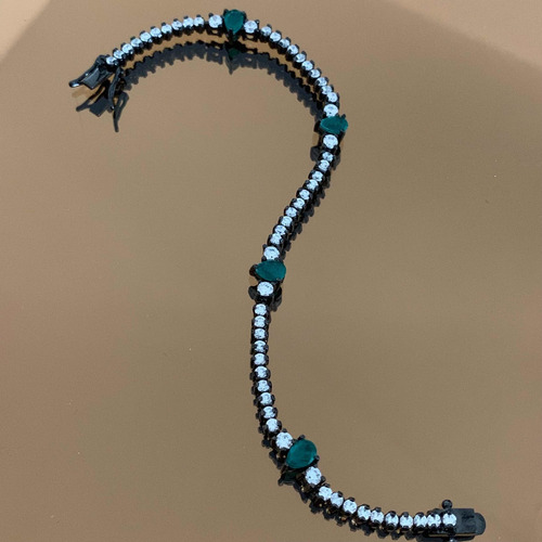 Pulseira Riviera 2mm Intercalada Com Gotas Zircônias