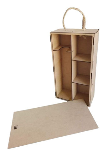 Caja Para Botella De Vino 3 Divisiones Mdf 3 Mm 