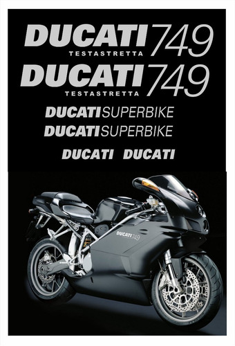 Kit Adesivo Ducati 749 Superbike Testastretta Preta Cor Cinza