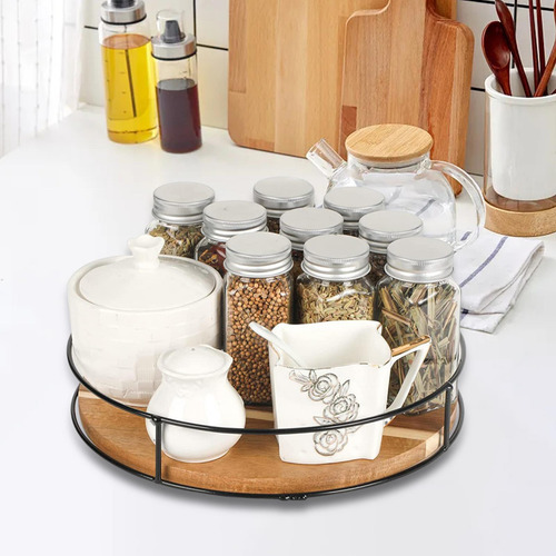 Bandeja Giratoria De Madera Para Cocina, Soporte De