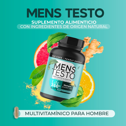 Imagen 2 de 7 de 360 Capsulas Mens Testo Precursor Testosterona Fenogreco