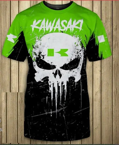 Q Camiseta De Manga Corta Con Estampado 3d Kawasaki