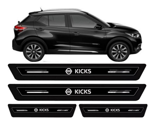 Imagem 1 de 7 de Soleira Protetor Porta Nissan Kicks 18 2019 2020 2021 - Pcd