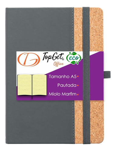 Caderneta Eco Line 14x21cm 96 Fls Pautadas - Cinza