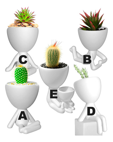 Macetas Suculentas Cactus Hombrecitos Impresas 3d Set X 30