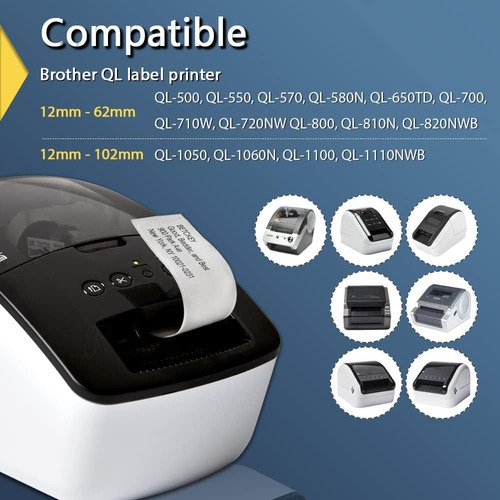 6 Rollos Soporte Etiqueta Continua Para Impresoras Dk-2205