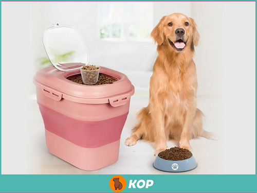 Contenedor Plegable De Alimento Comida Para Mascotas Grande Plegable Rosa Pálido