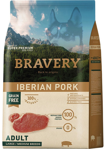 Bravery Iberian Pork Para Perro Adulto Mediano Grande 4 Kg 