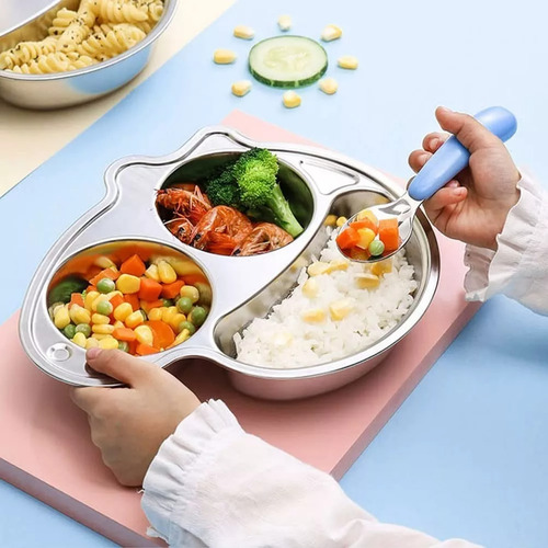 6 Pcs Acero Inoxidable Bebés Kit Cubiertos Cuchara Tenedor Multicolor