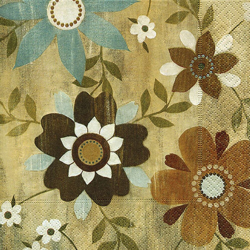 Guardanapo P/decoupage Flores Em Madeira 330x330mm C/20