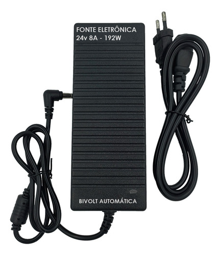 Fonte 24v Volts 8a Bivolt Preta 8a Amperes Real 192w Real