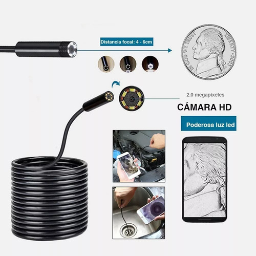 Camara Endoscopio Entrada C 5.5mm Otg 3.5m Android Boroscopi