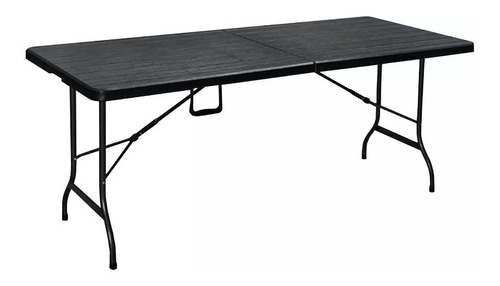 Mesa Plegable Jardin Camping Madera Negra Calidad Premium