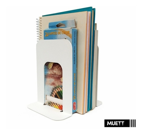 Imagen 5 de 10 de Sujeta Libros Pack X4 De Chapa Soporte Bibliotecas Muett