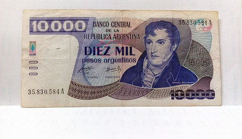 Billete De 10000 Pesos Argentinos - Serie 35.830.584 A (Usado)