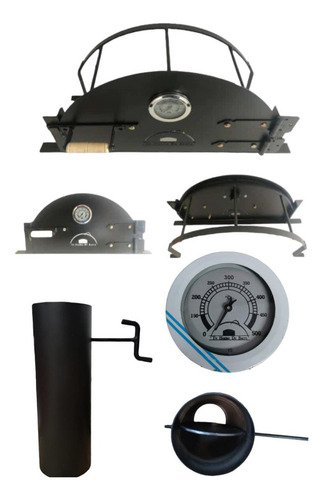 Kit Puerta De Hierro+chimenea+quemador Para Horno De Barro