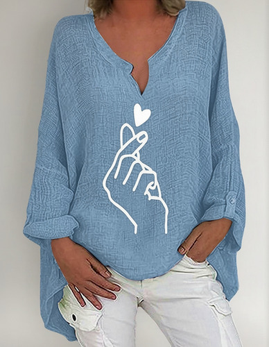 Z Camiseta Holgada Estampada A La Moda For Mujer De Manga L