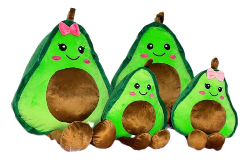 Familia De Aguacate 4 Peluches (2 Pequeños,2 Grandes)