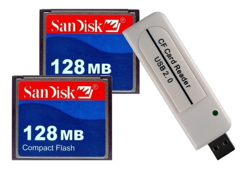 Kit 2 Cartões Compact Flash 128mb + Leitor Compact Flash Usb