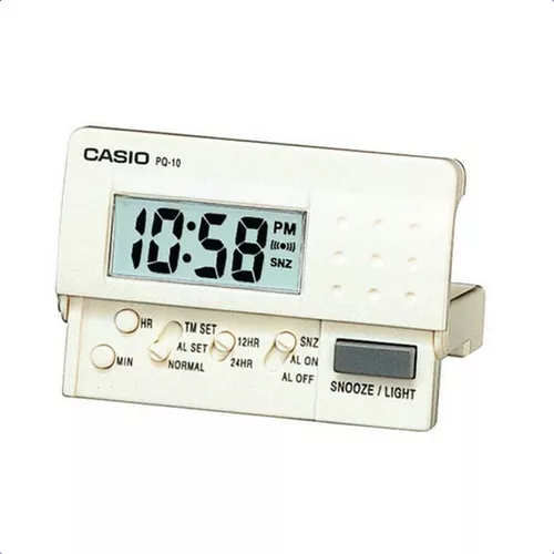 Reloj Despertador CASIO PQ-10D-2R - Despertador Digital de viaje con luz y  repetición. Color azul : : Hogar y cocina