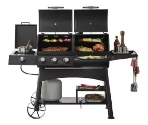 Asador Exterior Premium Gas Y Carbon Hibrido Msi