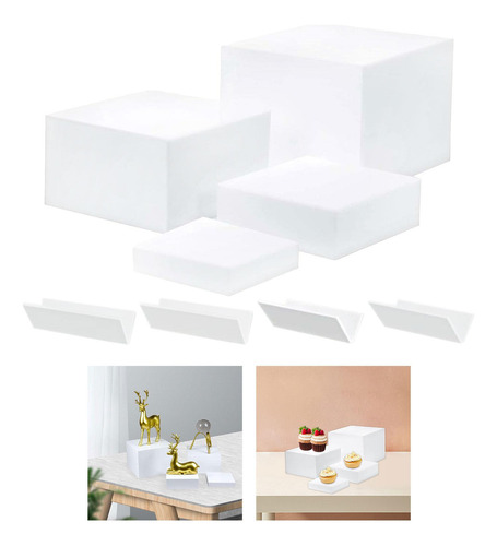 4x Riser De Buffet Acrílico, Riser De Exibição De Cubo,
