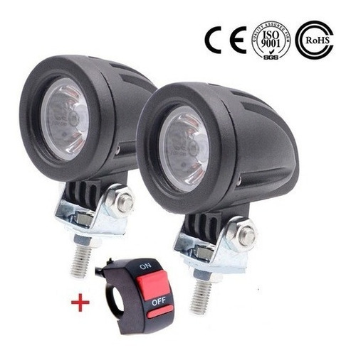 Par Faros Auxiliares Led Cree Moto 10w C/ Switch 