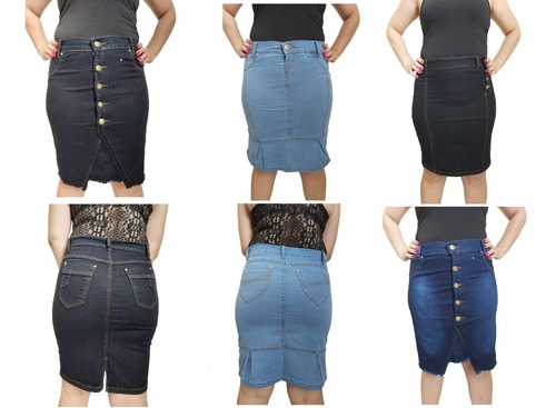 Kit 10 Saia Jeans Evangelica Midi Com Lycra Atacado Variadas
