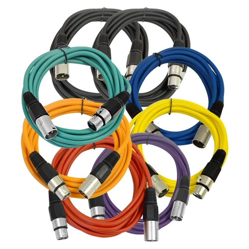 Seismic Audio - Saxlx-10pyrogb2bk - 8 Pack De 10 Cables Del 