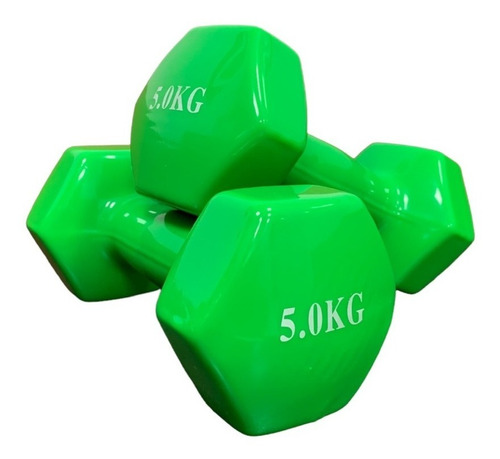 Imagen 1 de 5 de Set X 2 Mancuernas Encauchetadas Vinilo 5 Kg / 10 Lb