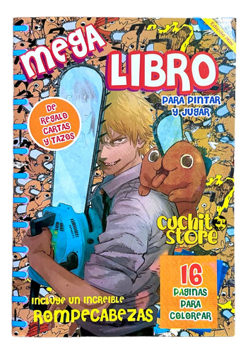 Mini Mega Libro Libro Para Colorear Pochita Chainsaw Man