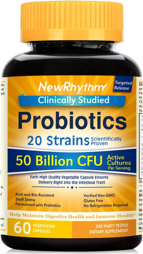 Probioticos Newrhythm + Prebioticos Anti Acne 60 Capsulas