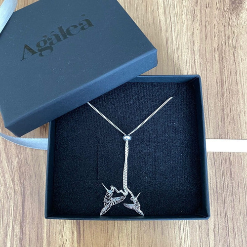 Imagen 8 de 10 de Collar Corbatero Colibrí Plata 925 Mujer Agálea Joyería