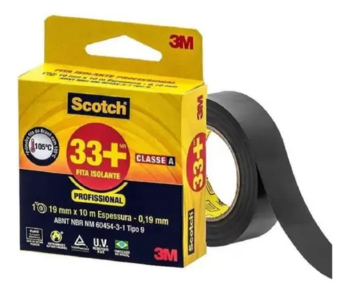 Kit 4 Fita Isolante 33+ 3m Scotch 19mm X 10 Metros