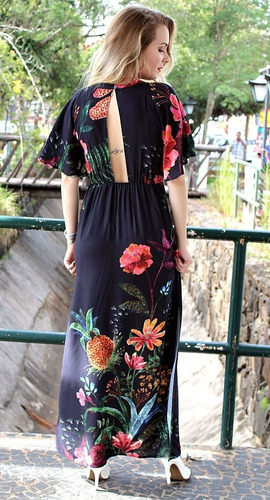 vestido floral veludo farm