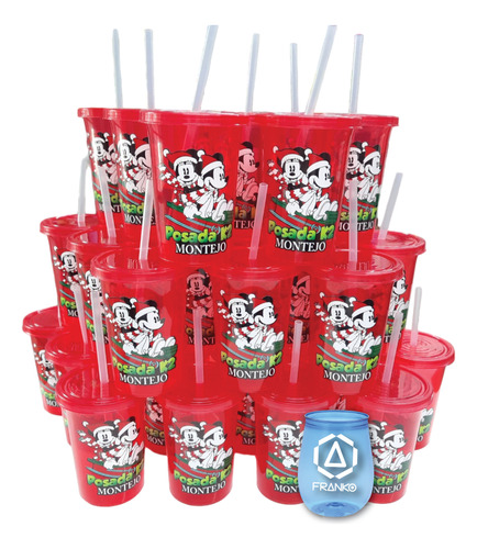 Vasos Decorados Mickey Mouse Navidad 50 Pzas Reusable