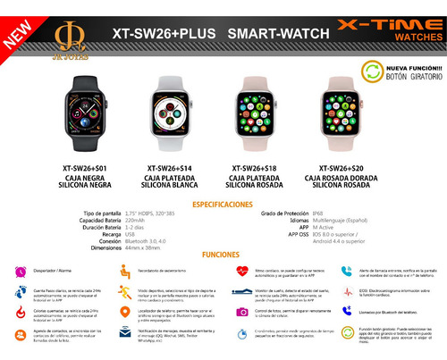 Imagen 2 de 9 de Smartwatch Reloj Inteligente W26 Llamadas Android Ios X-time