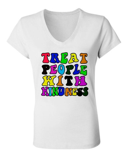 Remera Mujer Escote V Spun - Treat People With Kindness