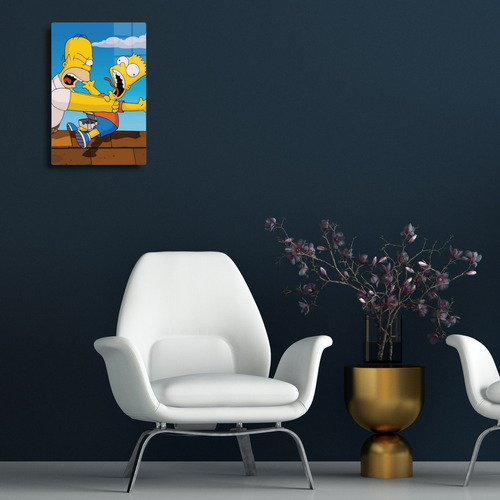 Poster Bart Y Homero Los Simpson Metálico + Soporte 20x30