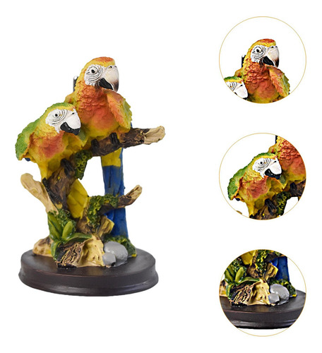 Figura De Loro Colorida 6,2 Cm X 6,2 Cm X 9,8 Cm 2 Loros