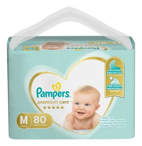 Pampers Premium Care Bag Med 80 Pañales Género Sin Género Tamaño Mediano (m)