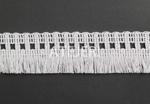 Imagen 2 de 5 de Fleco De Algodón De 4 Cm De Ancho X 10 Mts Art Bl262 Blanco