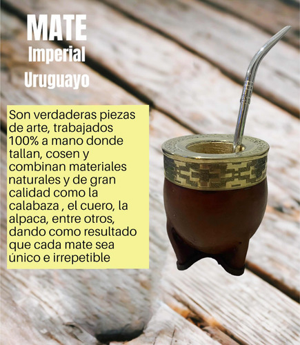 Mate Imperial Cuero Virola Alpaca Labrada Bombilla De Regalo