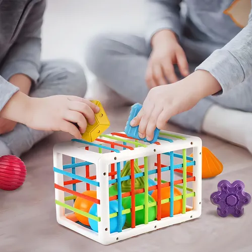 Juego Caja Didáctica Estimulación Motriz +12 Pz Bebé Huanger Color Multicolor