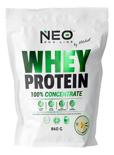 Whey Protein 100% Conc Vitobest 840g Neo Pro Line Com Stevia Sabor Baunilha