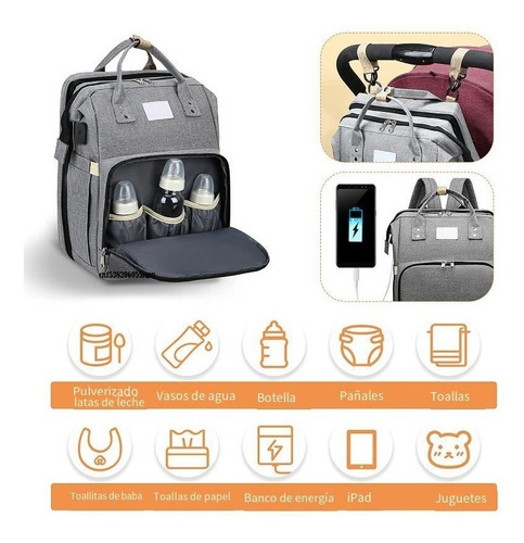 Imagen 2 de 7 de Mochila 3 En 1 Pañalera Cuna Y Mudador Portátil Para Bebés