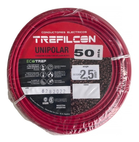 Cable Unipolar 2.5mm Normalizado Trefilcon Rollo X 50mts E.a