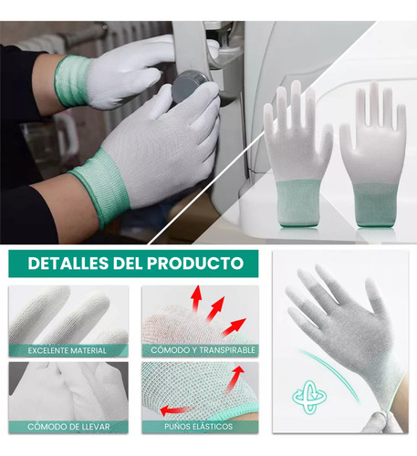 4 Par Guantes Antiestático Esd Reparación Microelectrónica F