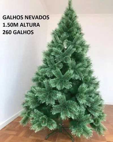 1 Arvore De Natal Pinheiro Com Neve Luxo 260 Galhos 1.50 M