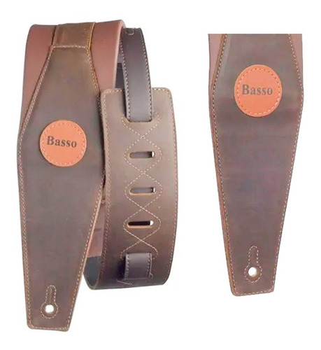 Correia Alça Guitarra Basso Straps Couro Ori Cs 03 Marrom